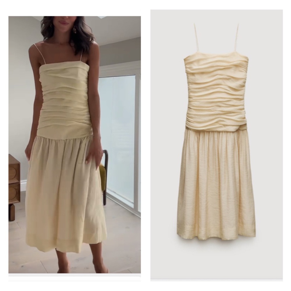 NWT Zara thin straps ZW collection draped midi dress